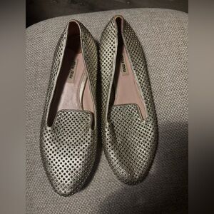 Miu Miu Metallic Studded Flats